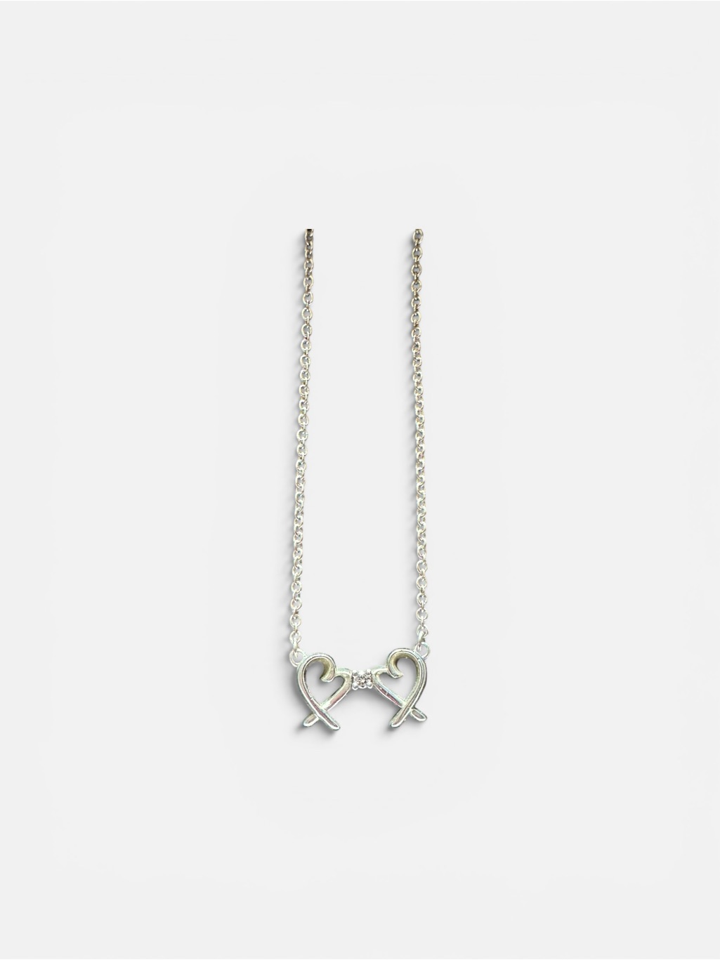 Silver Double Heart Pendant Necklace - Women Jewelry